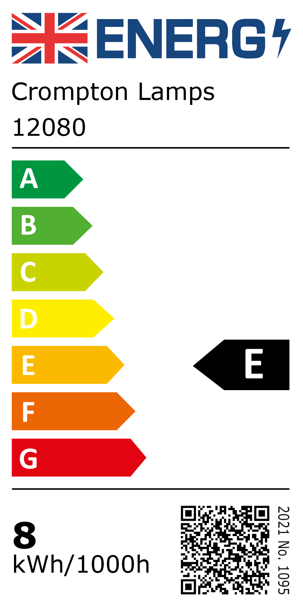 New 2021 Energy Rating Label: Stock Code 12080