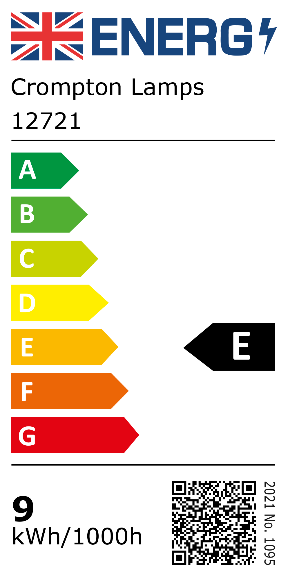 New 2021 Energy Rating Label: Stock Code 12721