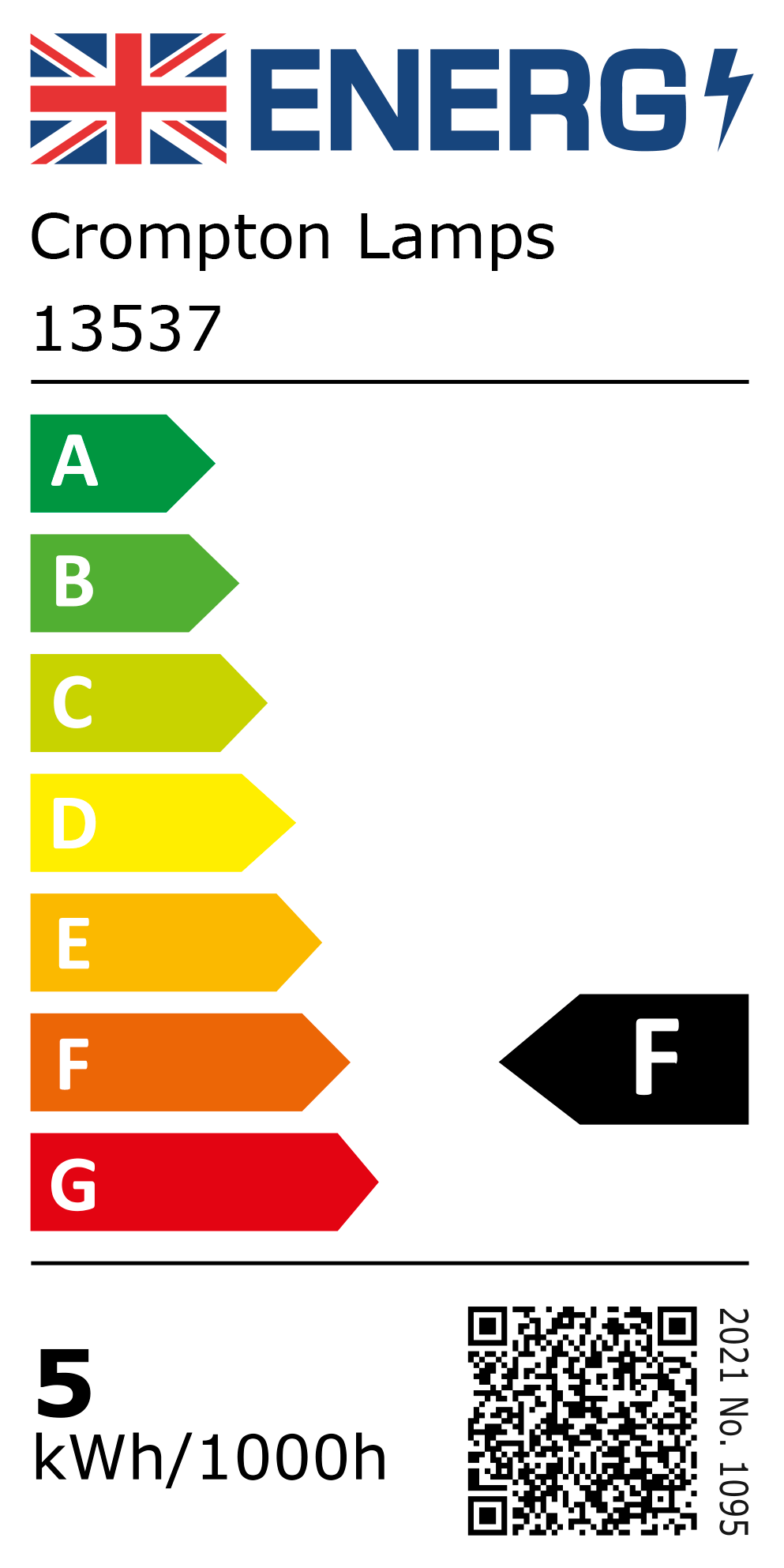 New 2021 Energy Rating Label: Stock Code 13537