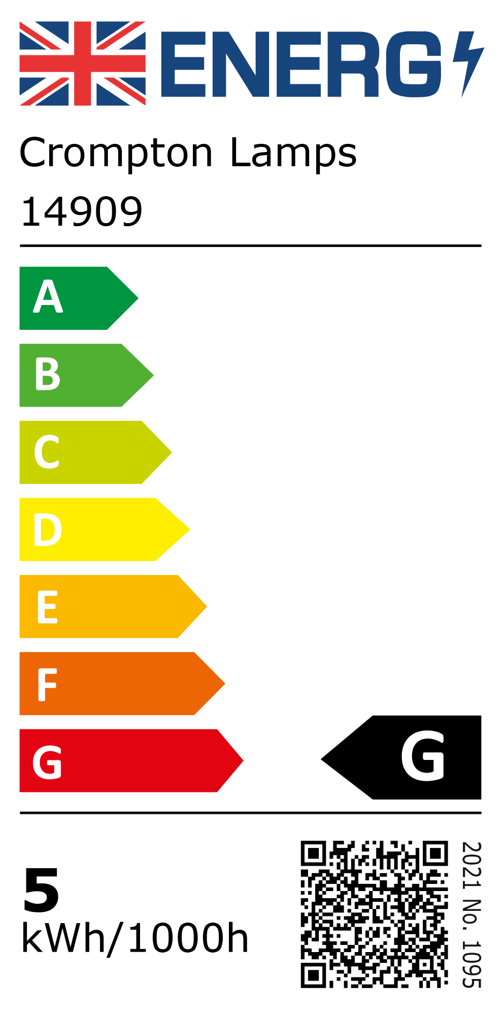 New 2021 Energy Rating Label: Stock Code 14909