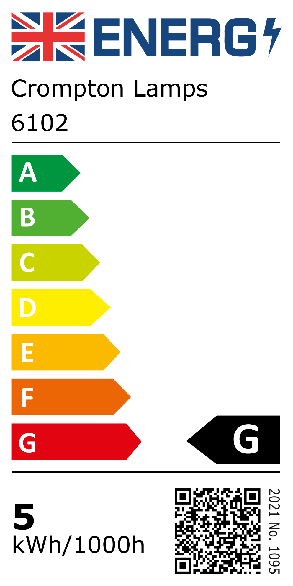 New 2021 Energy Rating Label: Stock Code 6102