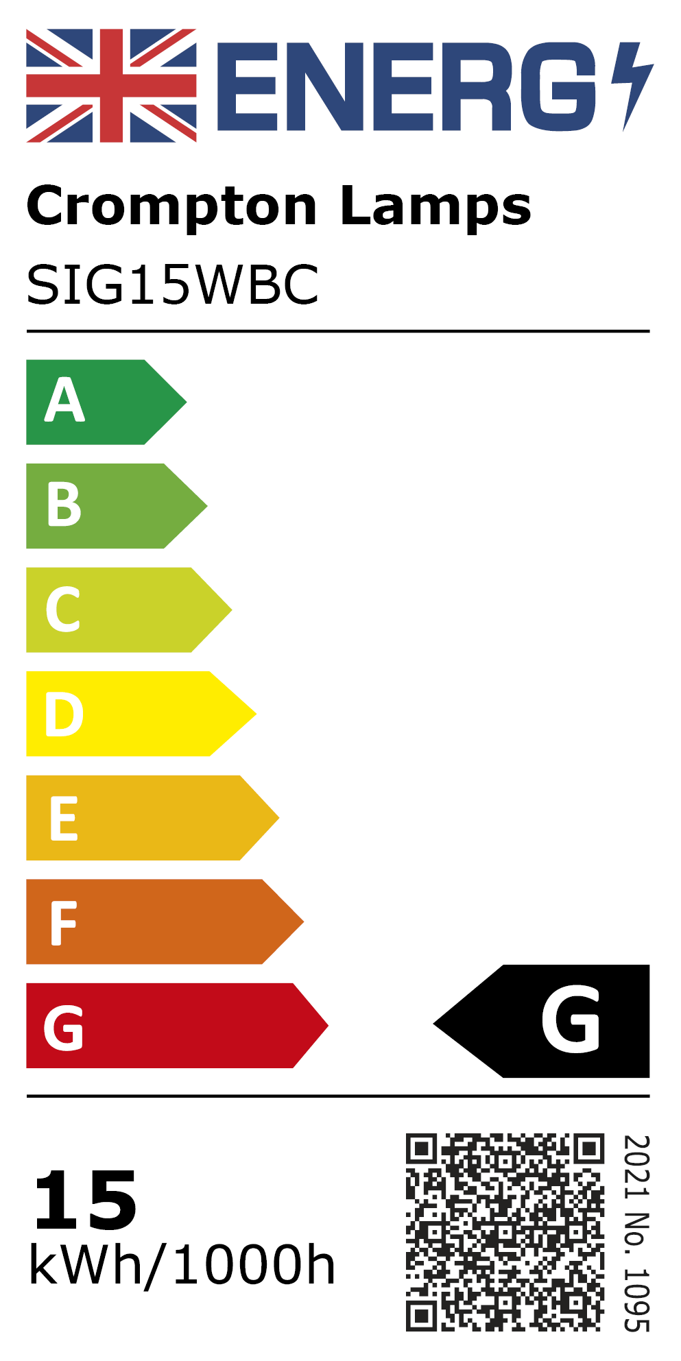 New 2021 Energy Rating Label: Stock Code SIG15WBC