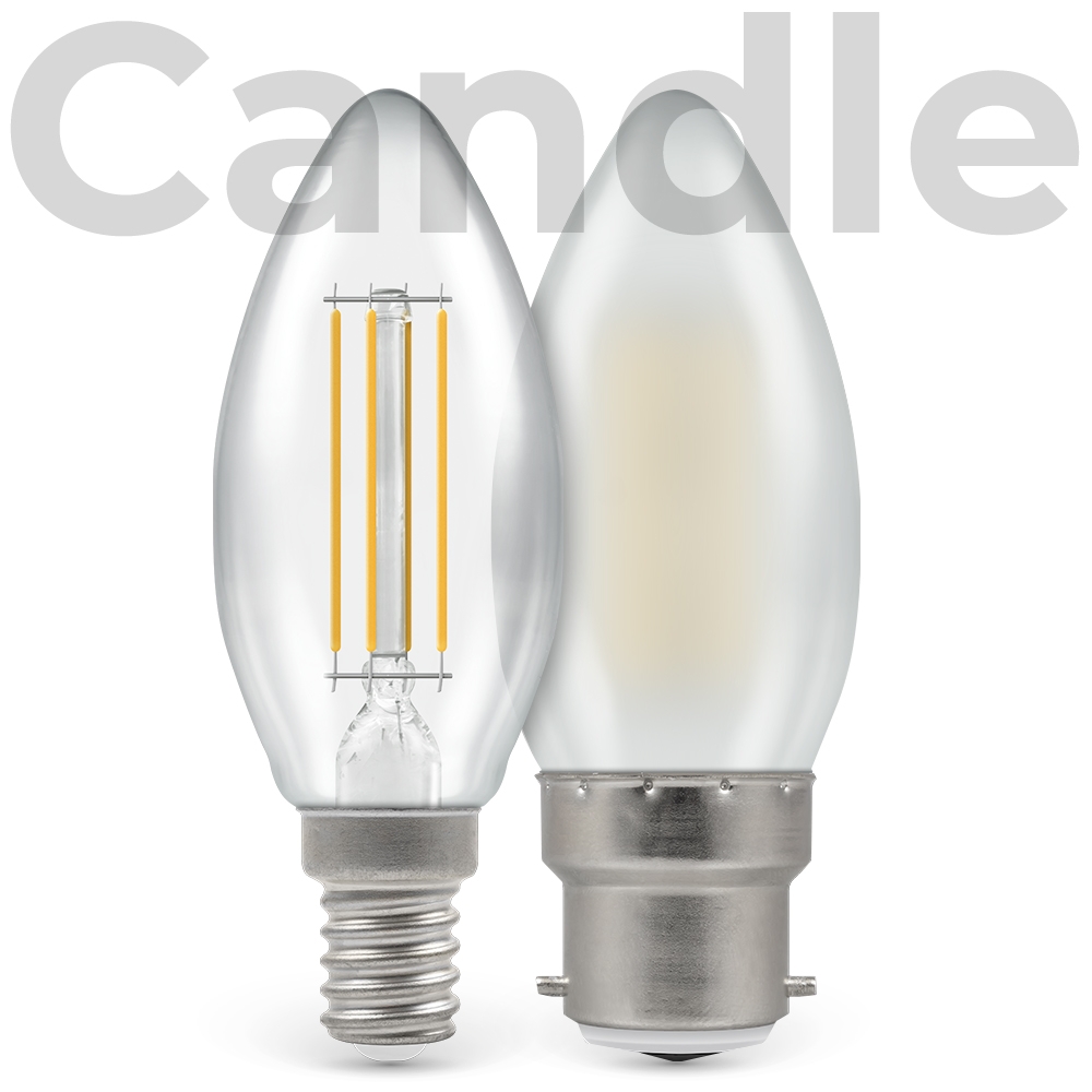LED FILAMENT CANDLE 5W SES E14 PEARL WARM WHITE 2700K 7208 DIMMABLE CROMPTON