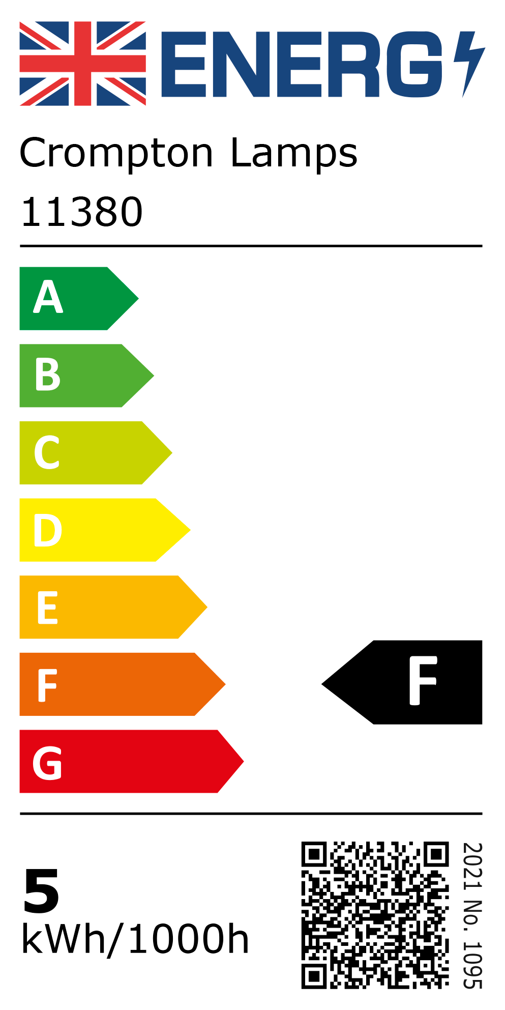 New 2021 Energy Rating Label: Stock Code 11380