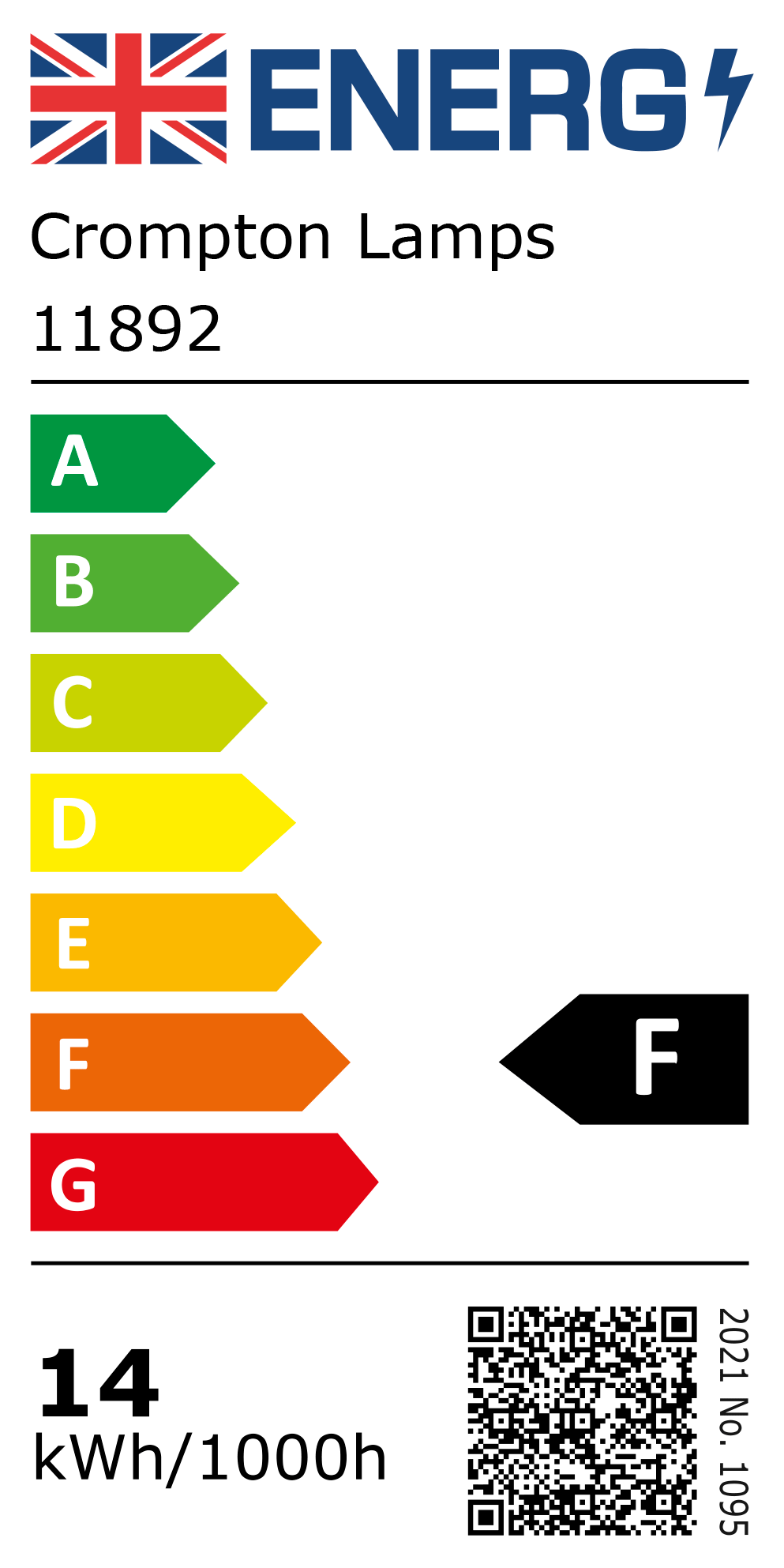 New 2021 Energy Rating Label: Stock Code 11892