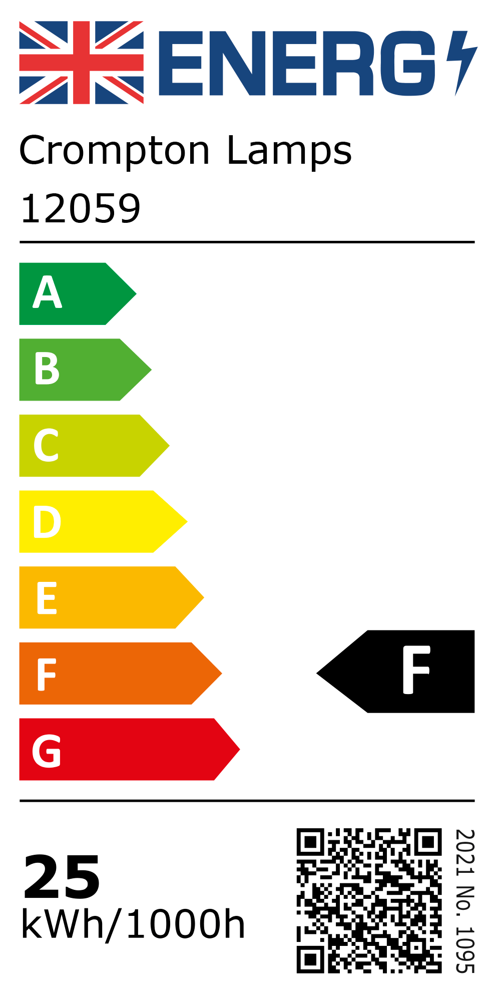 New 2021 Energy Rating Label: Stock Code 12059