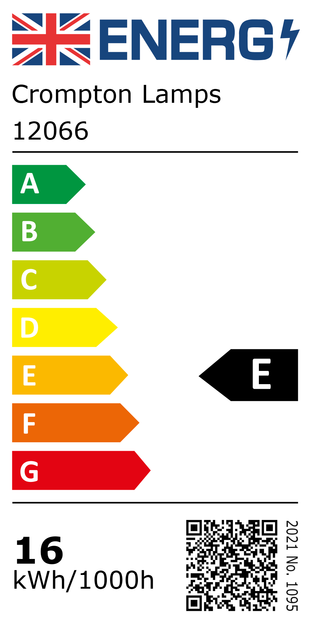 New 2021 Energy Rating Label: Stock Code 12066