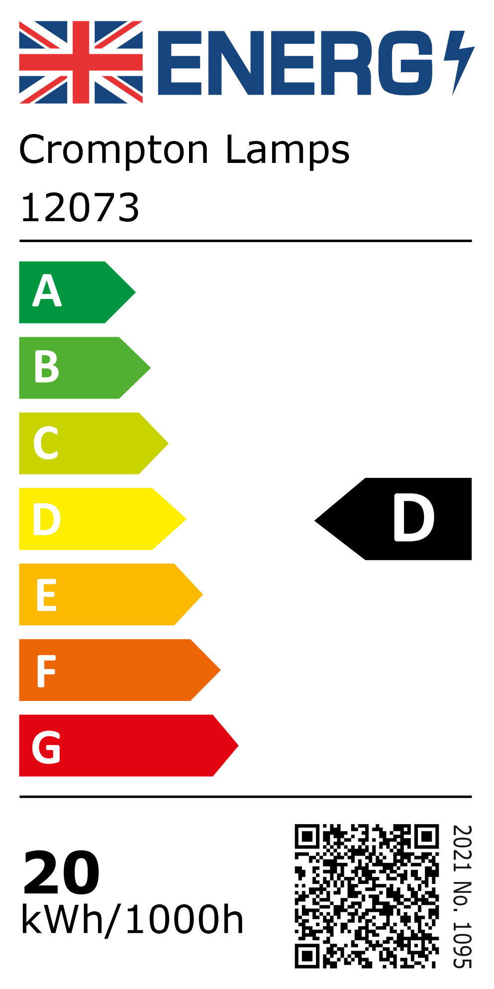 New 2021 Energy Rating Label: Stock Code 12073