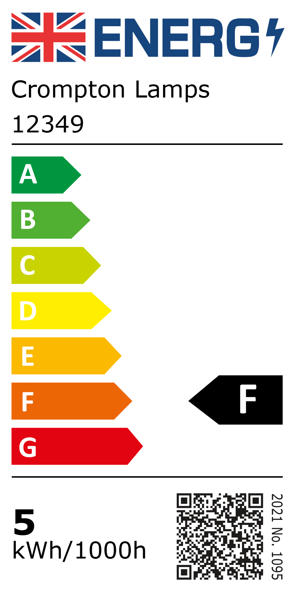 New 2021 Energy Rating Label: Stock Code 12349