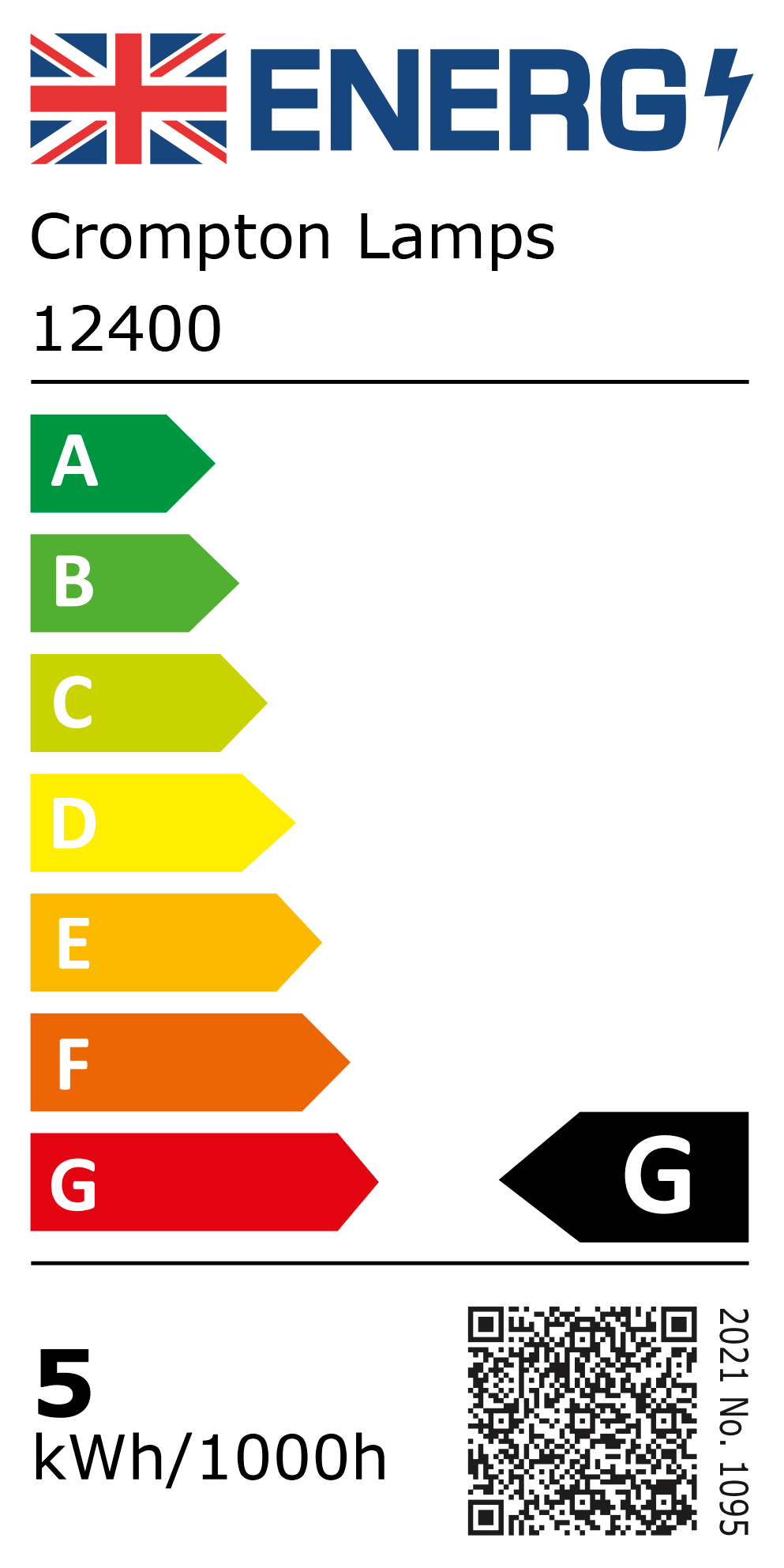 New 2021 Energy Rating Label: Stock Code 12400