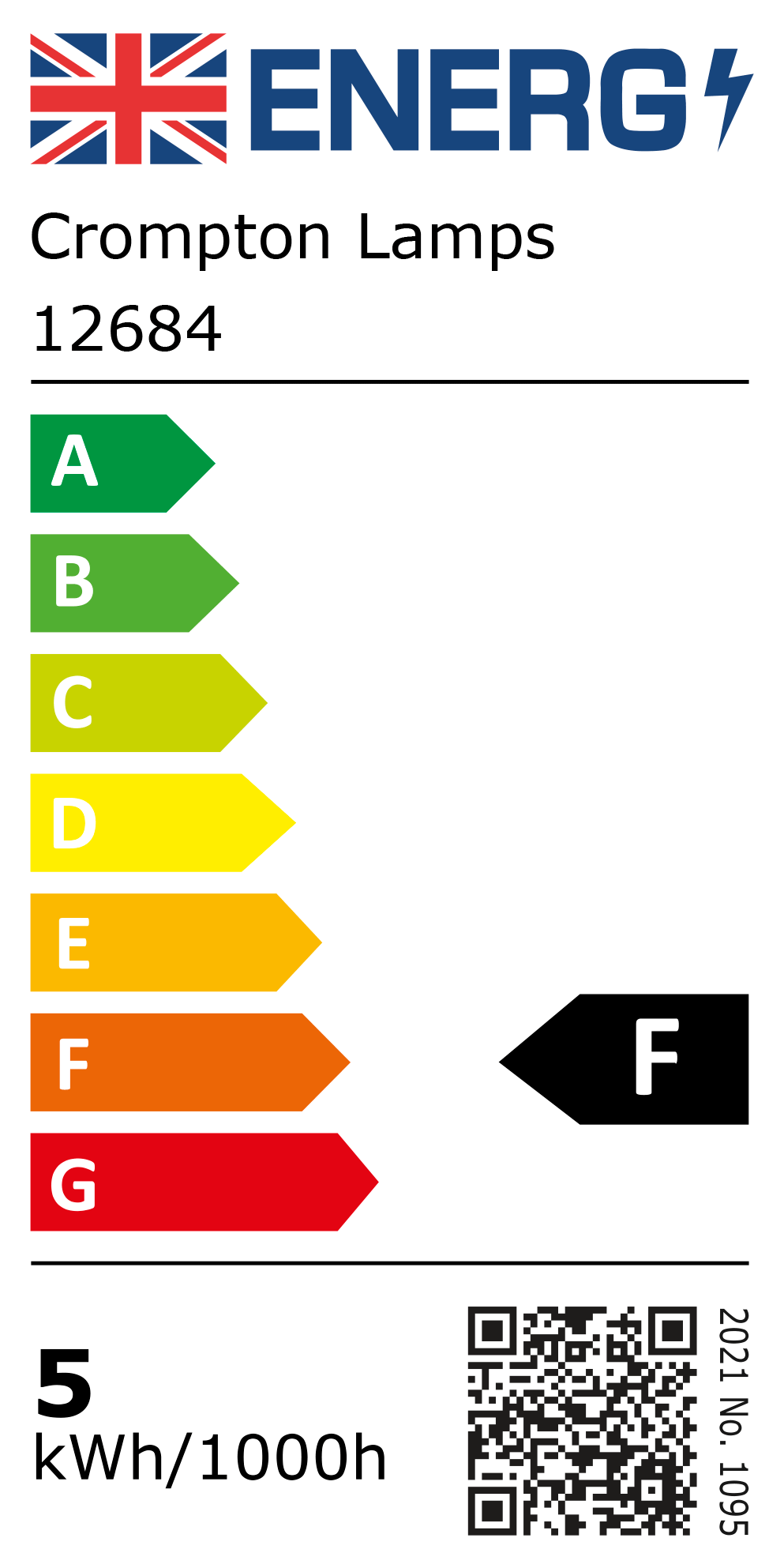 New 2021 Energy Rating Label: Stock Code 12684
