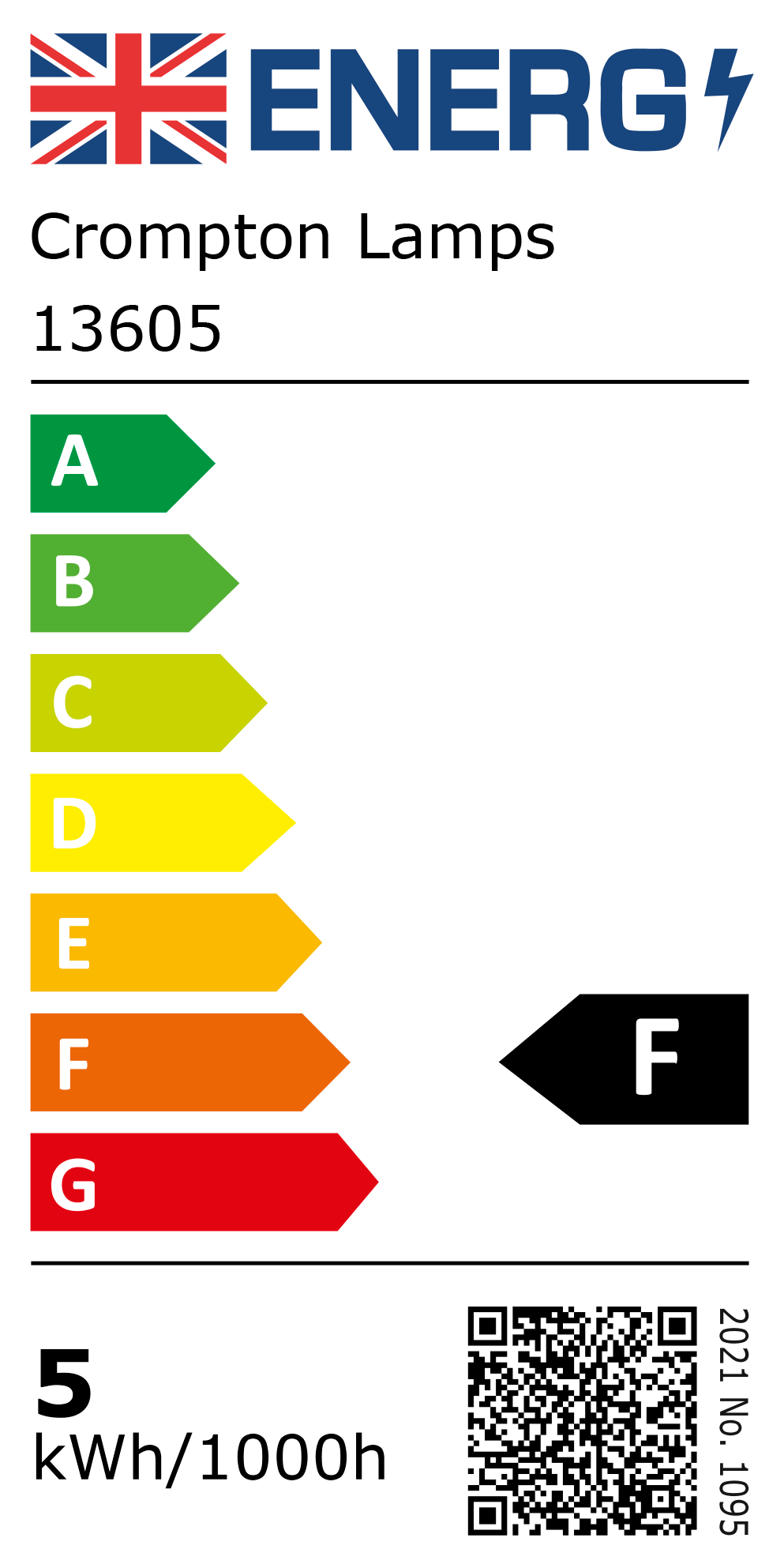 New 2021 Energy Rating Label: Stock Code 13605