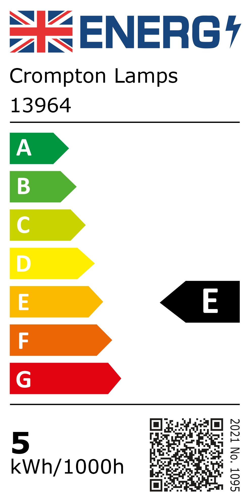New 2021 Energy Rating Label: Stock Code 13964