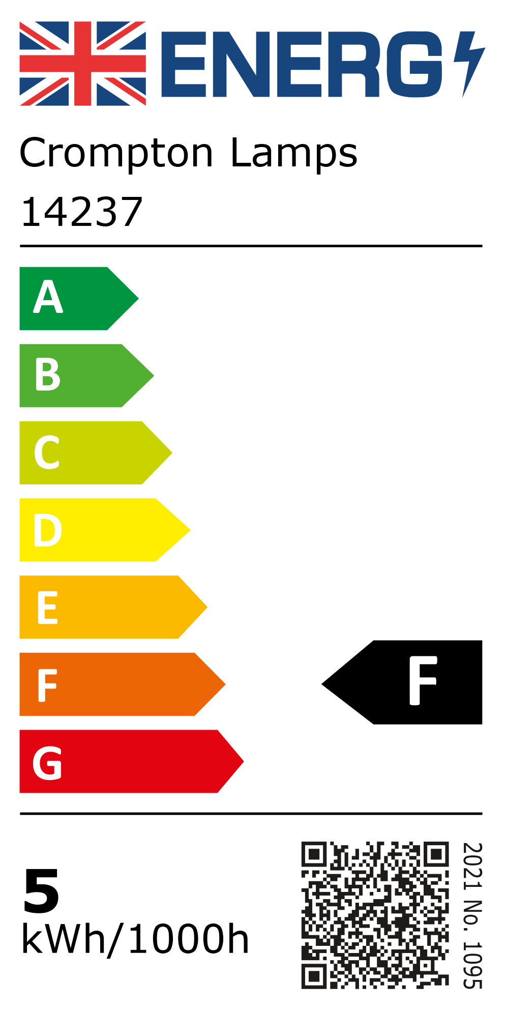 New 2021 Energy Rating Label: Stock Code 14237