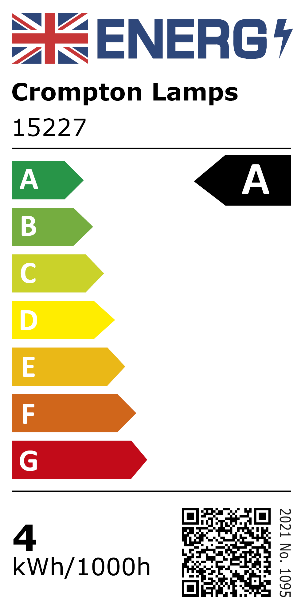 New 2021 Energy Rating Label: Stock Code 15227