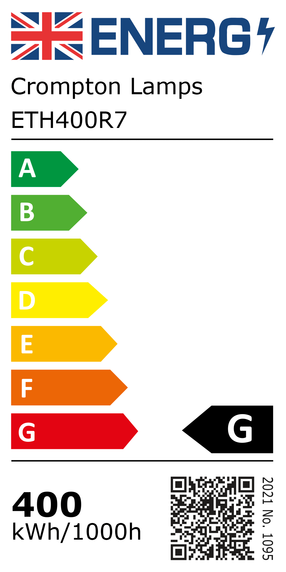 New 2021 Energy Rating Label: Stock Code ETH400R7