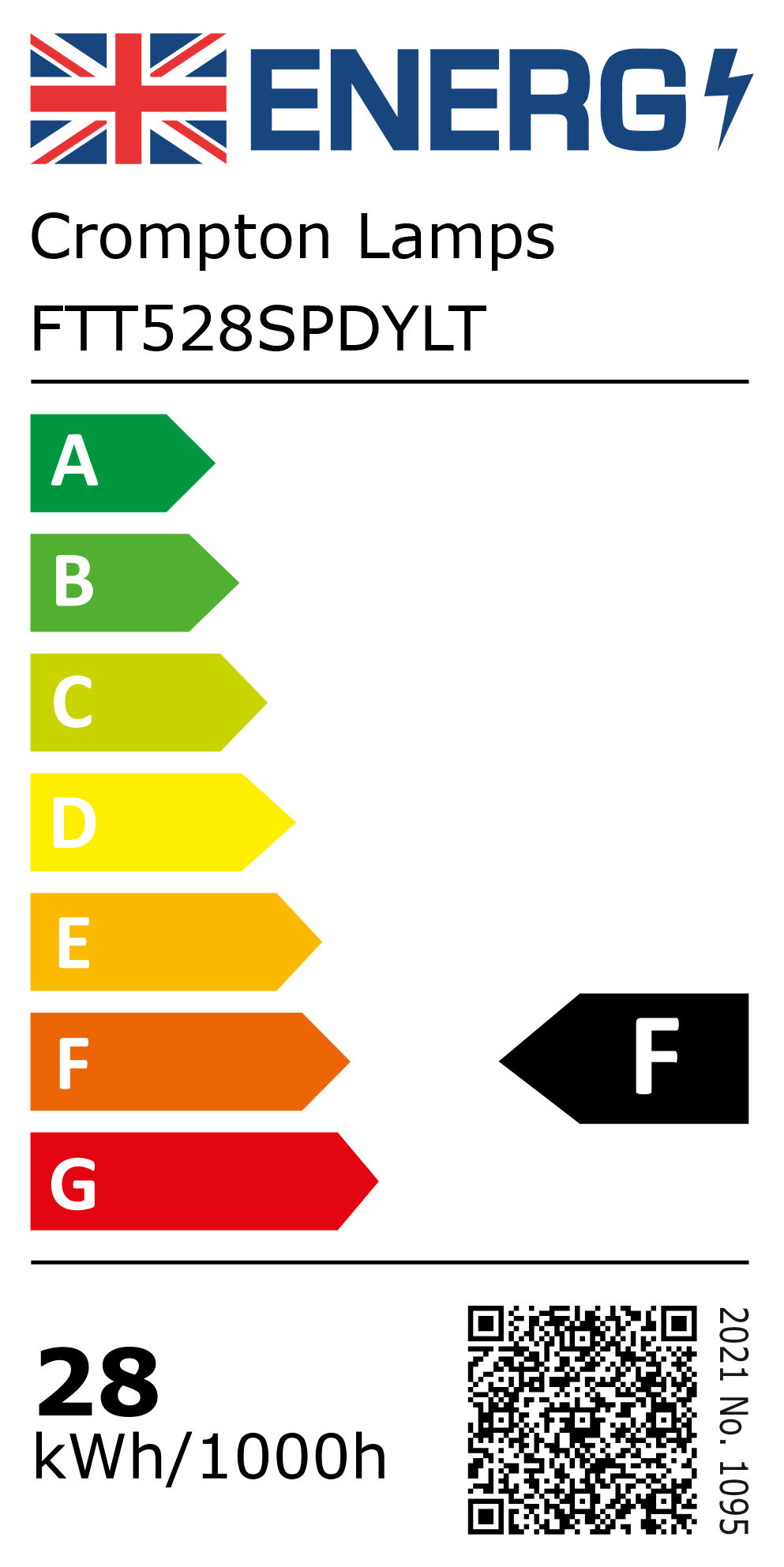 New 2021 Energy Rating Label: Stock Code FTT528SPDYLT