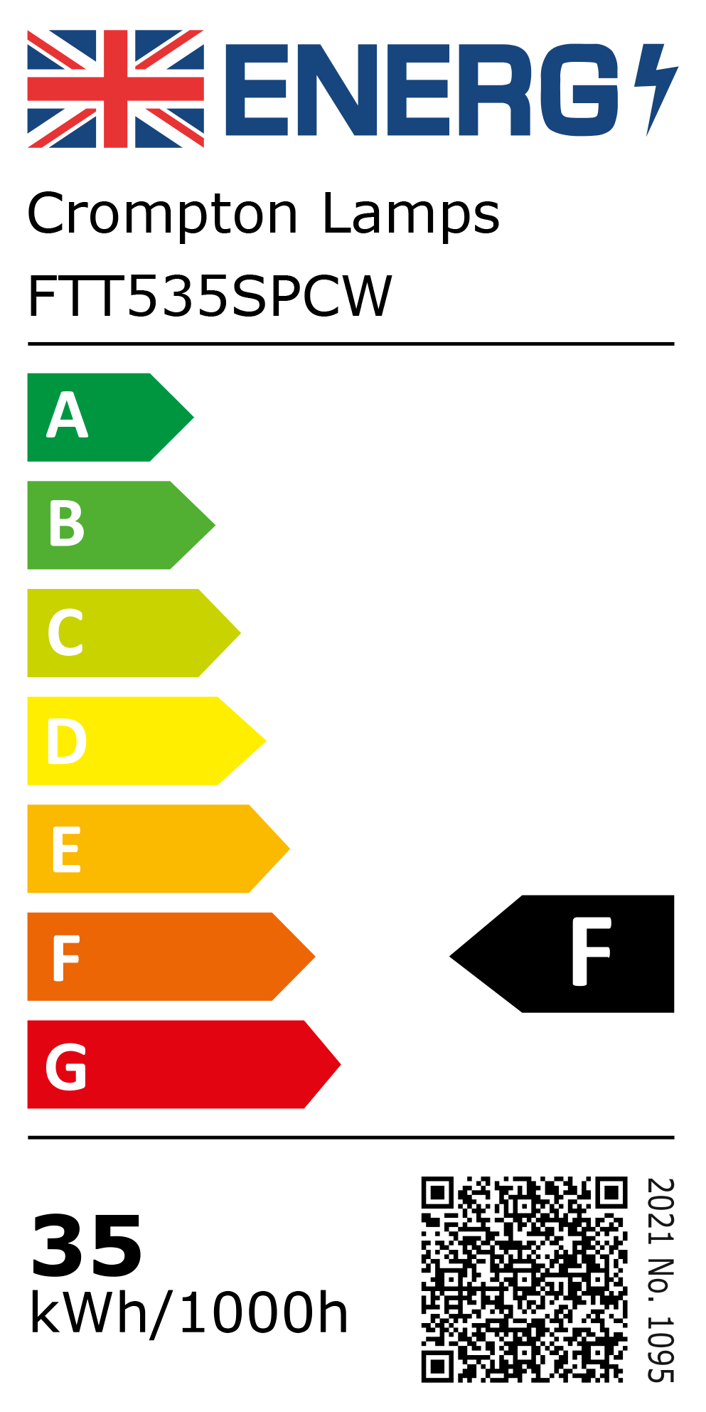 New 2021 Energy Rating Label: Stock Code FTT535SPCW