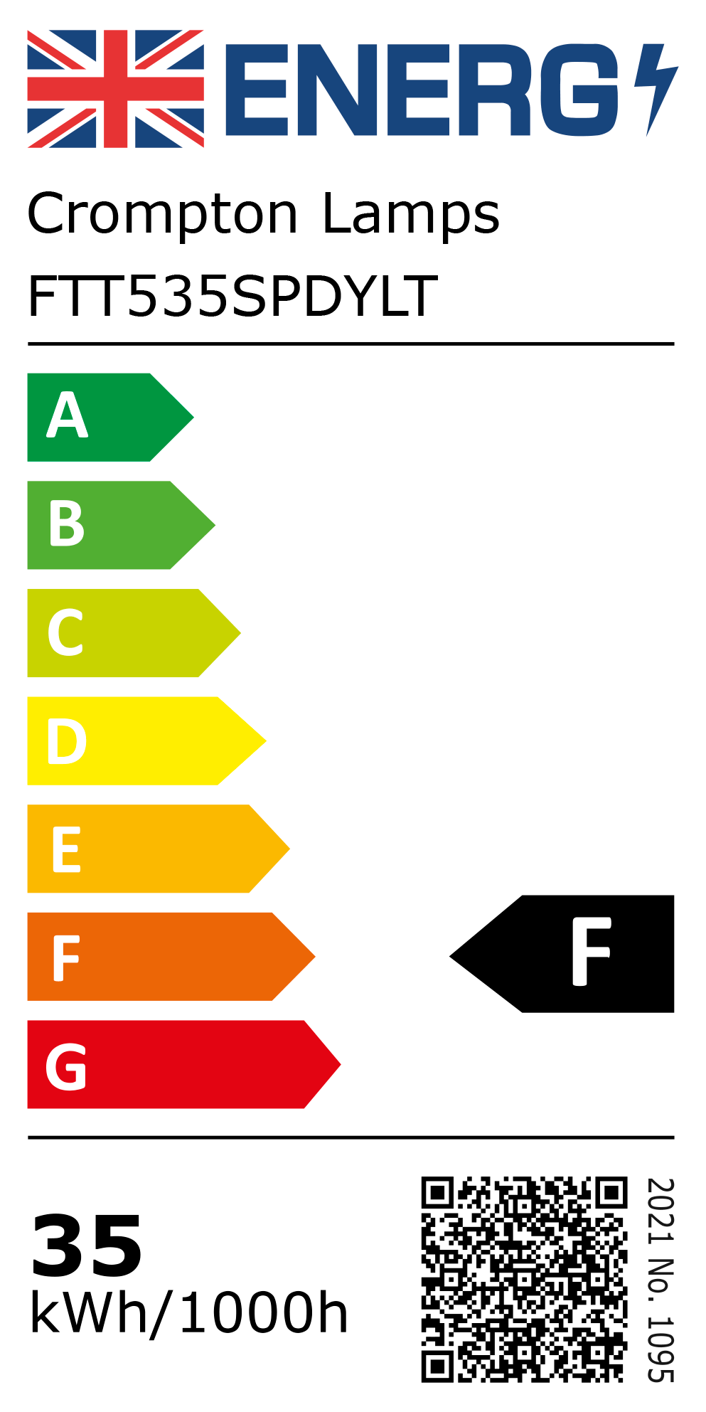 New 2021 Energy Rating Label: Stock Code FTT535SPDYLT
