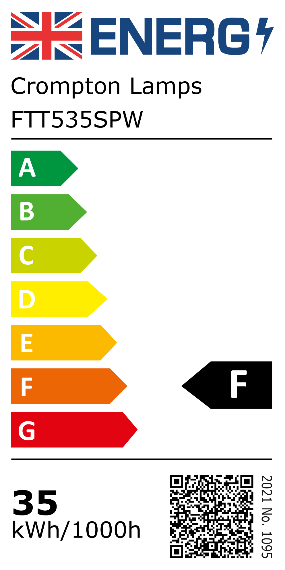 New 2021 Energy Rating Label: Stock Code FTT535SPW