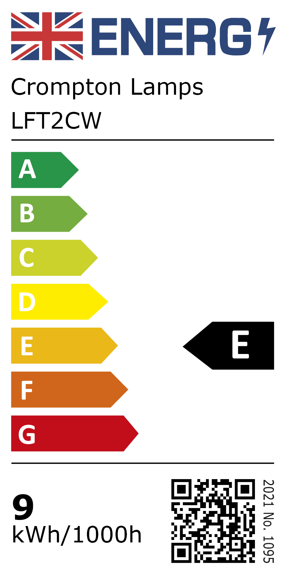 New 2021 Energy Rating Label: Stock Code LFT2CW