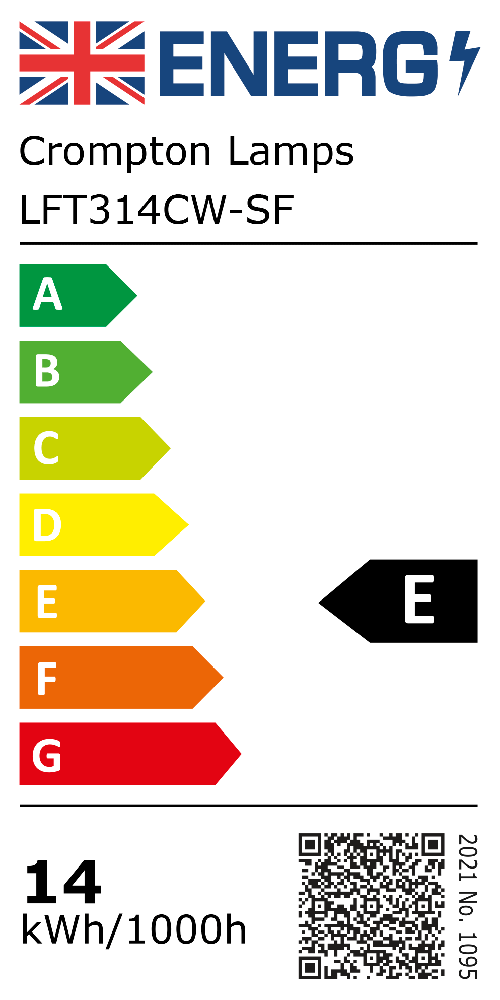 New 2021 Energy Rating Label: Stock Code LFT314CW-SF