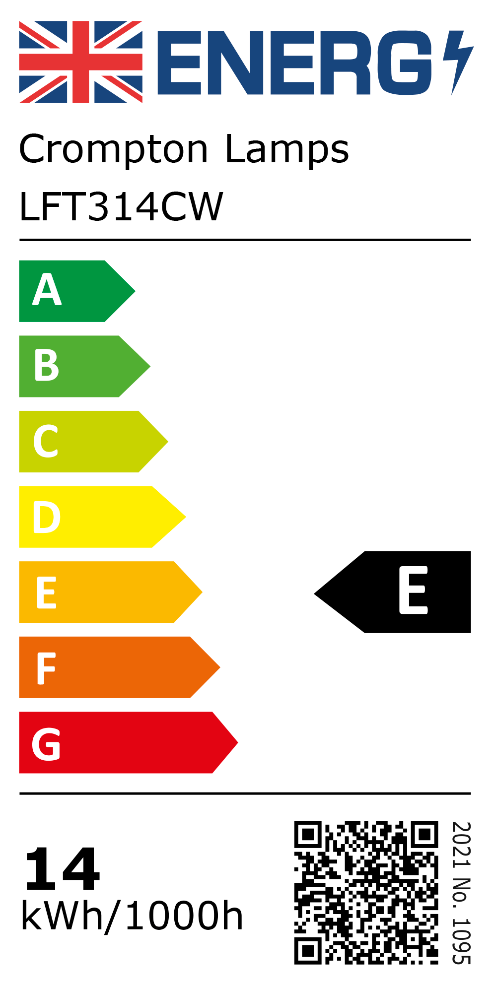 New 2021 Energy Rating Label: Stock Code LFT314CW