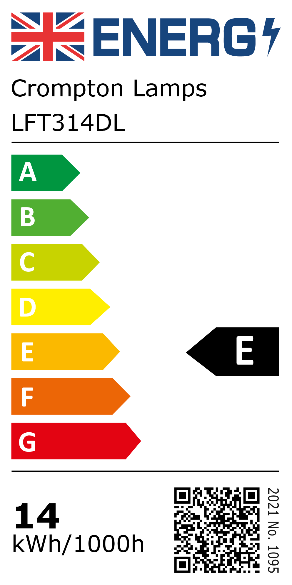 New 2021 Energy Rating Label: Stock Code LFT314DL