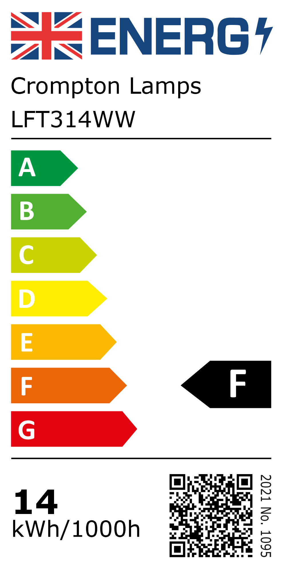 New 2021 Energy Rating Label: Stock Code LFT314WW