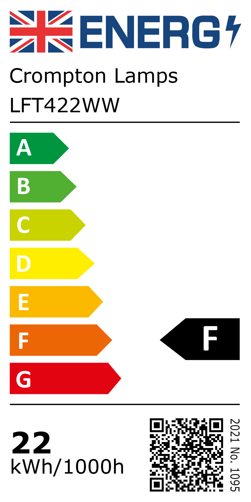 New 2021 Energy Rating Label: Stock Code LFT422WW