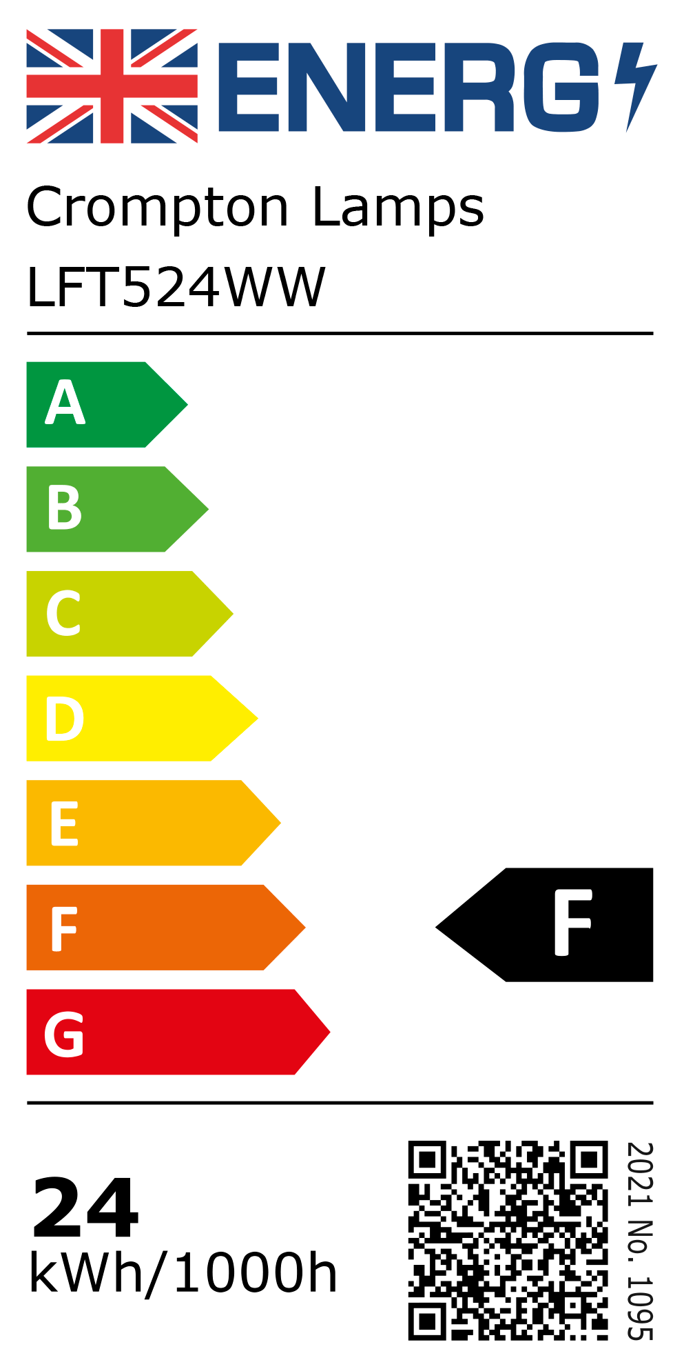 New 2021 Energy Rating Label: Stock Code LFT524WW