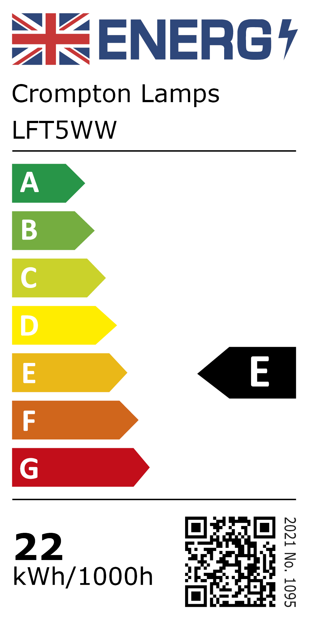 New 2021 Energy Rating Label: Stock Code LFT5WW