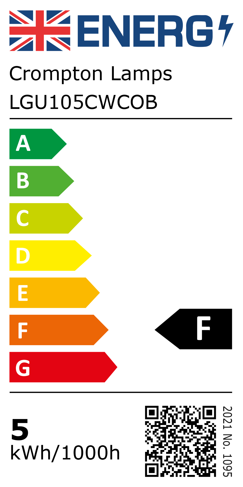 New 2021 Energy Rating Label: Stock Code LGU105CWCOB