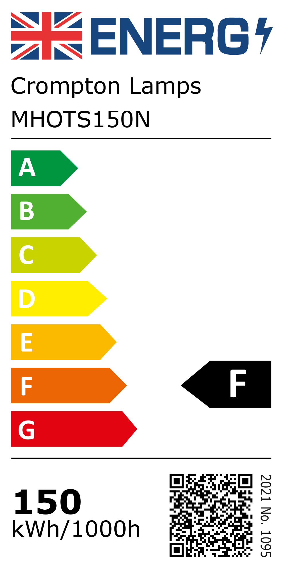 New 2021 Energy Rating Label: Stock Code MHOTS150N