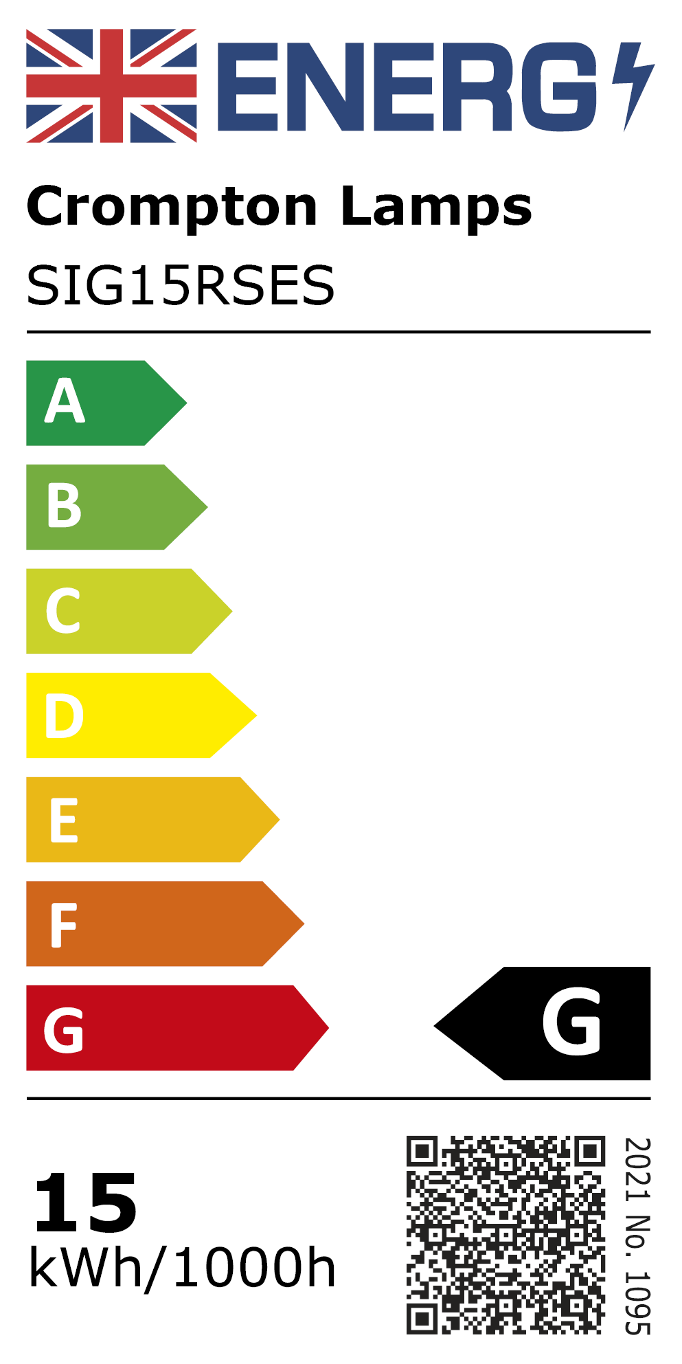 New 2021 Energy Rating Label: Stock Code SIG15RSES
