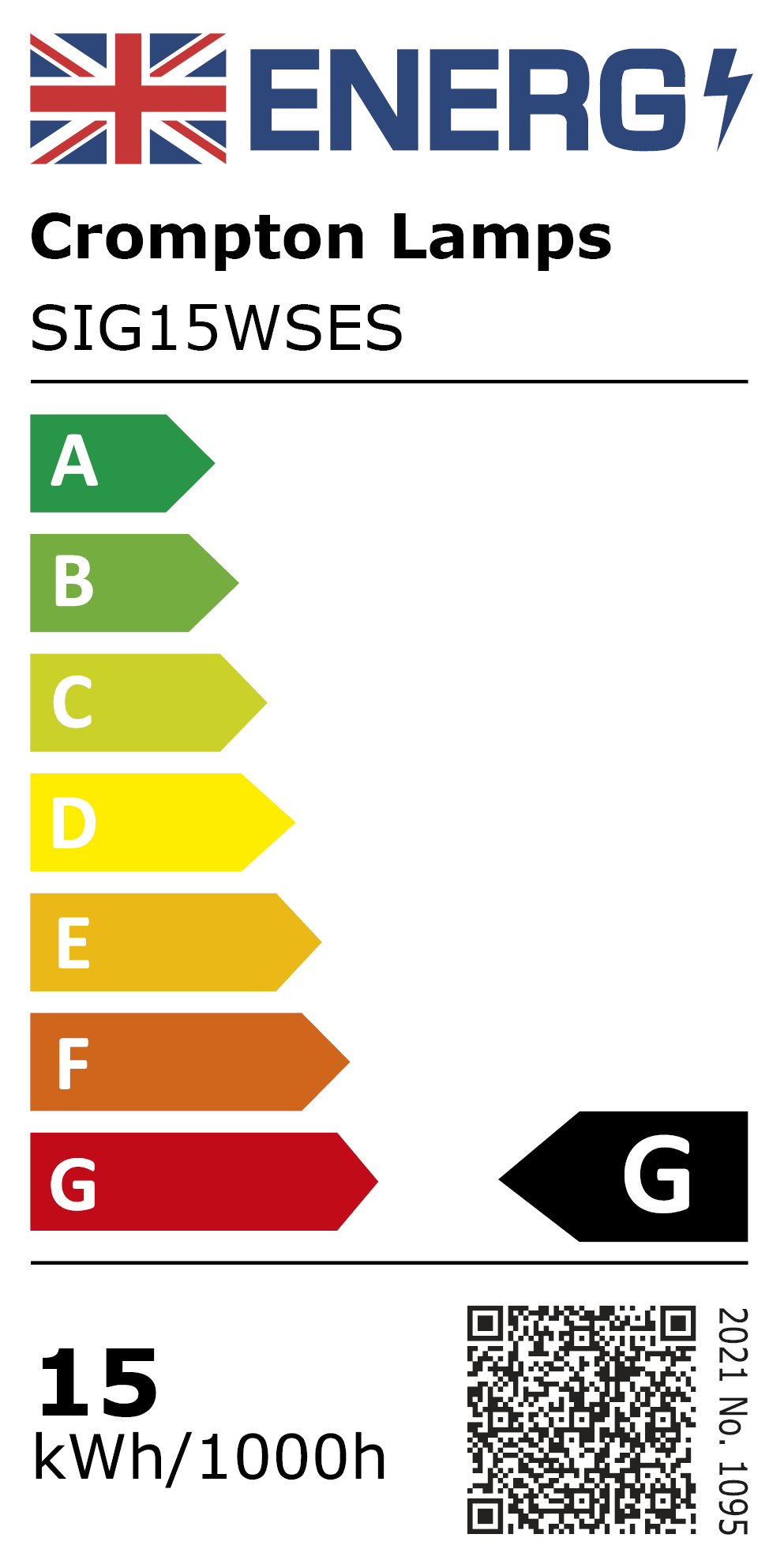 New 2021 Energy Rating Label: Stock Code SIG15WSES